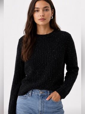 LINE THE LABEL Pullover Black Speckled Women's 100% cashmere Sweater size S